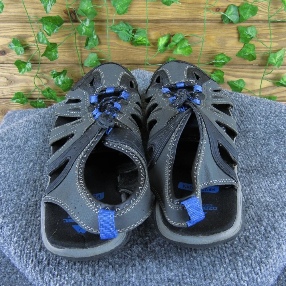 Ozark Trail Men's Sport Sandals Size 11 Grey Blue Drawstring Straps‎